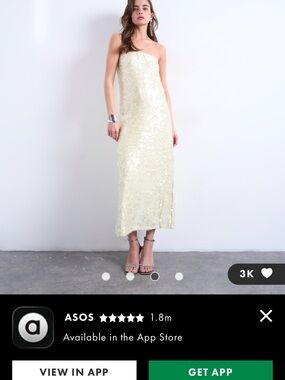Topshop ASOS Cream Strapless Sequin Midi Dress